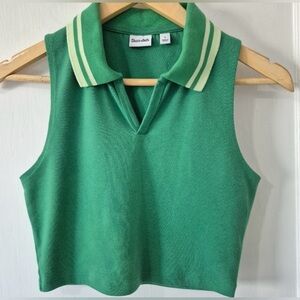 Aritzia Sun Deh Knox Sleeveless Collar Crop
Tennis Core Tank Tee Green Sz S